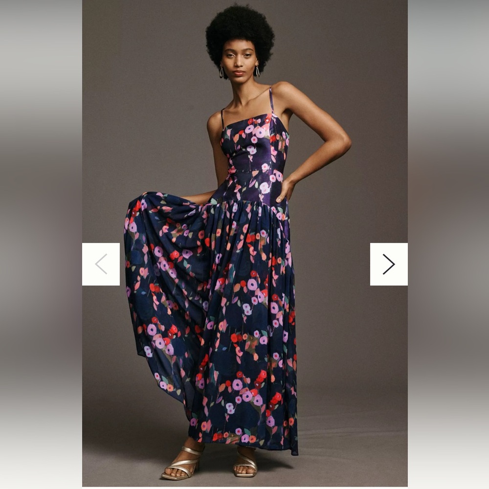 Hutch Imogen Straight-Neck Drop-Waist Maxi Dress
